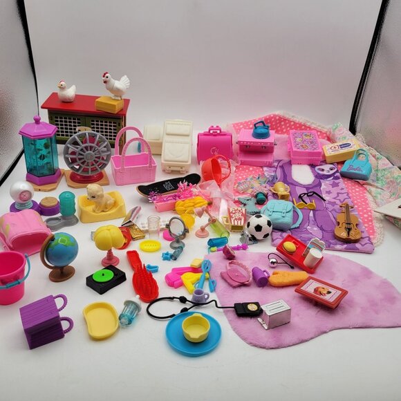 Barbie Doll House Furniture Accessories - Huge Lot of 86 Pieces Mixed Lot - Picture 1 of 16